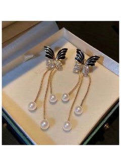 Shein 1 Pair Black Butterfly Tassel Earrings, Multi-Wear Styles, Elegant High-End Earrings For Women  - Image 3
