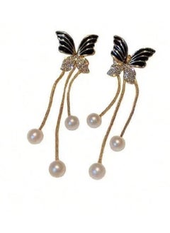 Shein 1 Pair Black Butterfly Tassel Earrings, Multi-Wear Styles, Elegant High-End Earrings For Women  - Image 4