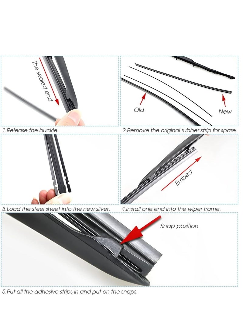 SYOSI 4 Pieces 21 Inches Car Wiper Blade Replacement Strip Rubber Frameless Windshield Wiper Strip, DIY Adjustable Boneless Windscreen Blade Refills Auto Accessories for Most Vehicle Buses Trucks  - Image 5