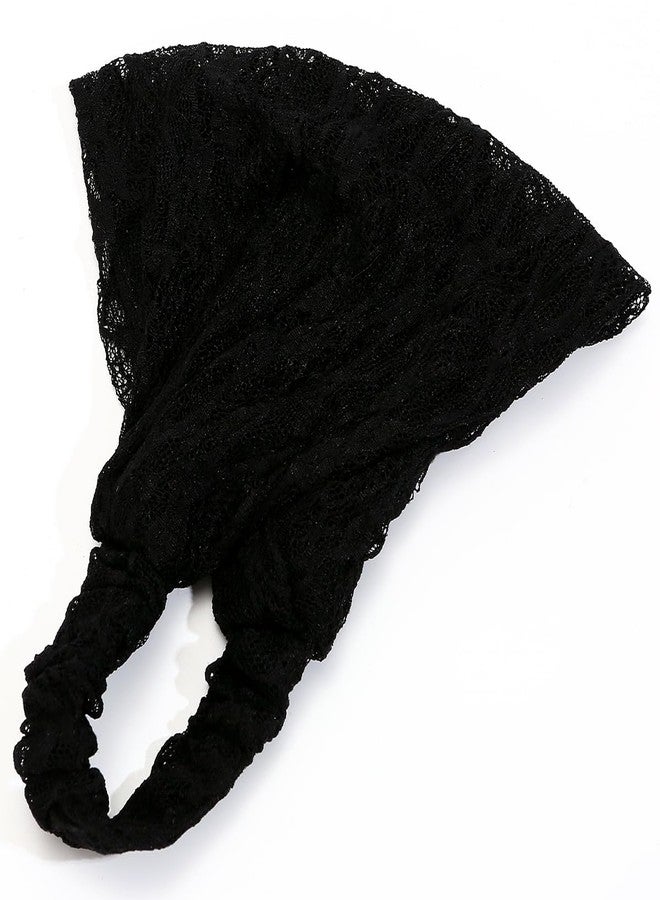 LONEEDY 3 Pack Soft Lace Wide Headbands for Women,2 Ways Bandana Hairband for Girls Daily Hair Accessories (3 Black, One Size) - Image 5