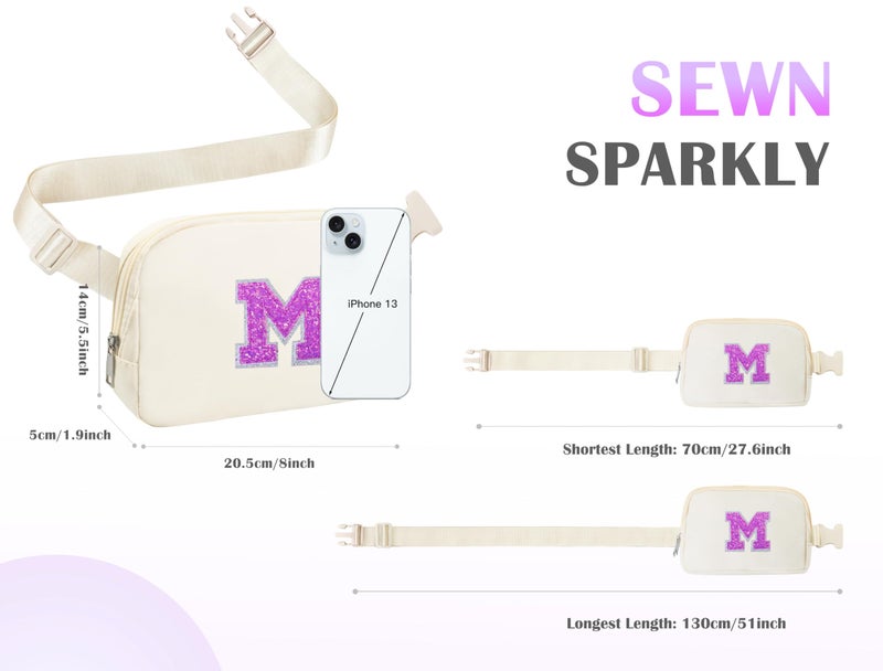 COSHAYSOO Fanny Pack Belt Bag Crossbody Initial Letter for 7 8 9 10 11 12 13 14 15 Year Old Teen Girl Gifts Trendy Stuff Cross Body Purse Travel Essentials Unique Easter Birthday Gift Idea Ivory M - Image 5