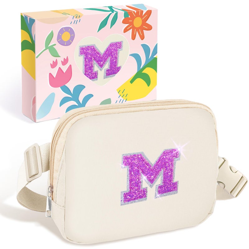 COSHAYSOO Fanny Pack Belt Bag Crossbody Initial Letter for 7 8 9 10 11 12 13 14 15 Year Old Teen Girl Gifts Trendy Stuff Cross Body Purse Travel Essentials Unique Easter Birthday Gift Idea Ivory M - Image 1