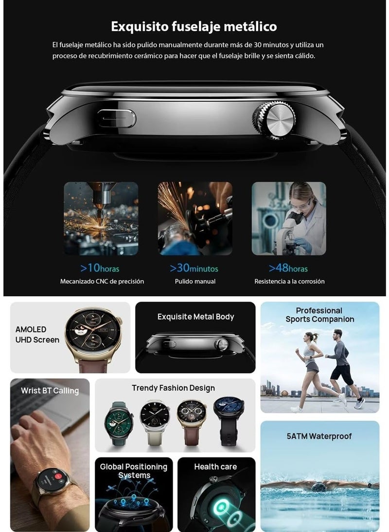 Mibro ساعة ميبرو لايت 3 برو الذكية، شاشة AMOLED بحجم 1.32 بوصة، مستشعر حركة 10 محاور، مكالمات بلوتوث، GPS، أكثر من 150 وضع رياضي، مقاومة للماء حتى 5ATM، مراقبة معدل ضربات القلب، عمر بطارية 15 يوم، ساعة ذكية - Image 2