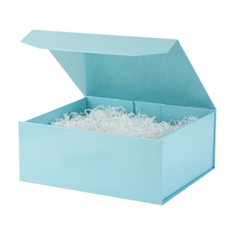 PACKGILO 1 Pcs Blue Gift Box Large 13x11x5.3 Inch Large Black Gift Box Large Magnetic Gift Box with Crinkle Paper Blue Large Gift Box with Shredded Paper Luxury Gift Boxes with Lids for Presents - Image 1