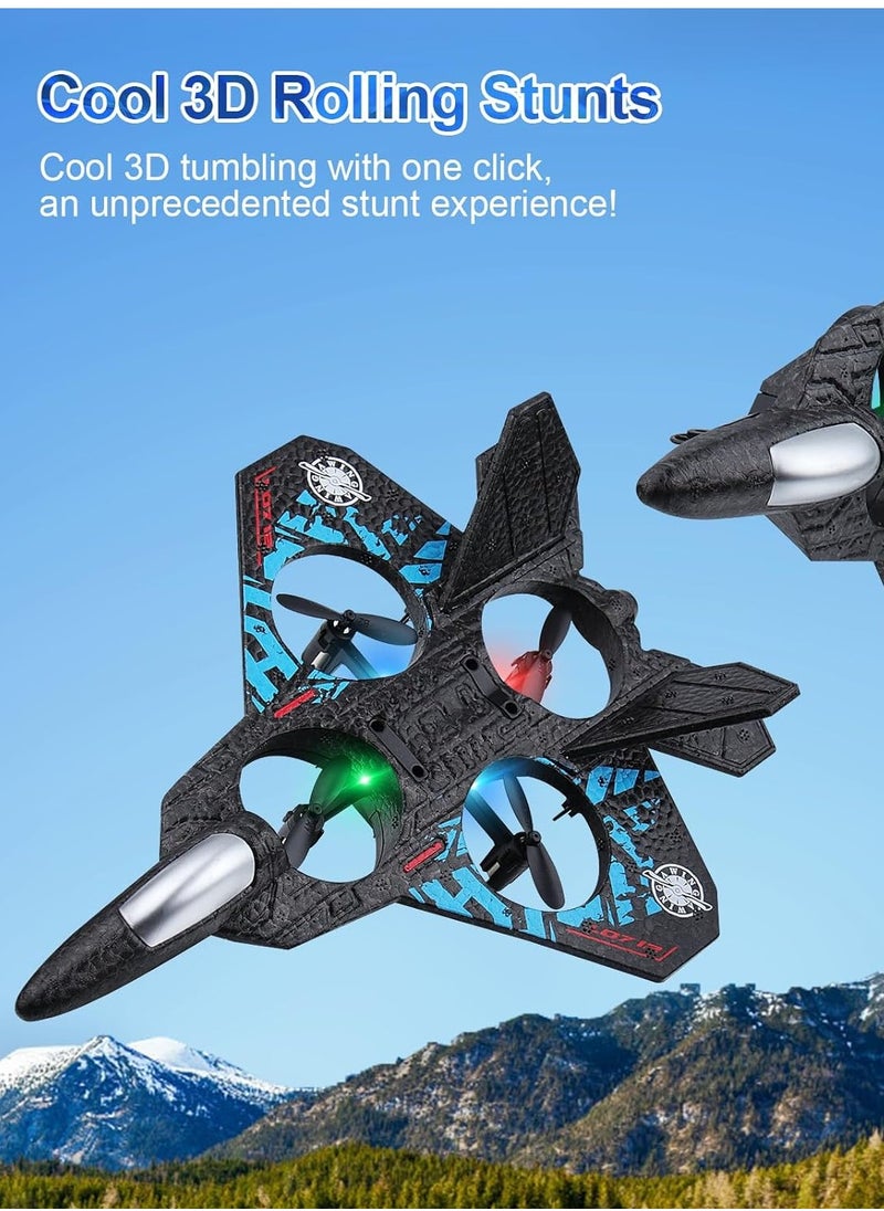 RC Aeroplane 2.4GHz Remote Controlled Aeroplane L0712 Quadcopter Floating Fighter Plane RC Aeroplane RTF for Beginners, Children and Adults, APlane Toy with Coloured Lights USB Charging