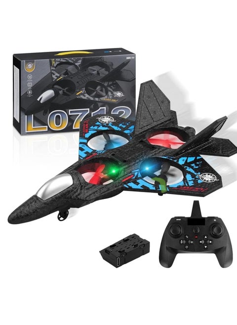 RC Aeroplane 2.4GHz Remote Controlled Aeroplane L0712 Quadcopter Floating Fighter Plane RC Aeroplane RTF for Beginners, Children and Adults, APlane Toy with Coloured Lights USB Charging