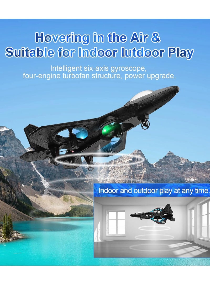RC Aeroplane 2.4GHz Remote Controlled Aeroplane L0712 Quadcopter Floating Fighter Plane RC Aeroplane RTF for Beginners, Children and Adults, APlane Toy with Coloured Lights USB Charging