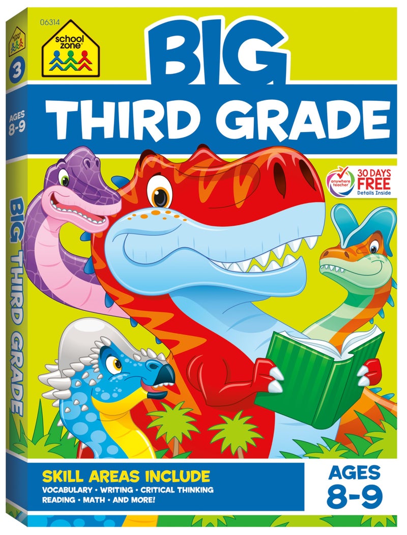 School Zone Big Third Grade Workbook: 320 Pages, 3rd Grade, Reading, Writing, Math, Science, History, Social Science, Critical Thinking, Ages 8-9 - Image 1