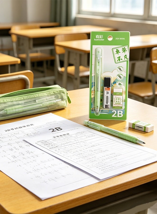 True Color Two set of pencils Mechanical Pencils 1.8 mm Simple，2 Pencil, 2 Box of Replacement Leads, 2 Eraser ,Transparent Mechanical Pencil Set with Leads Kawaii Clear Automatic Pencil for Student Writing Painting - Image 4