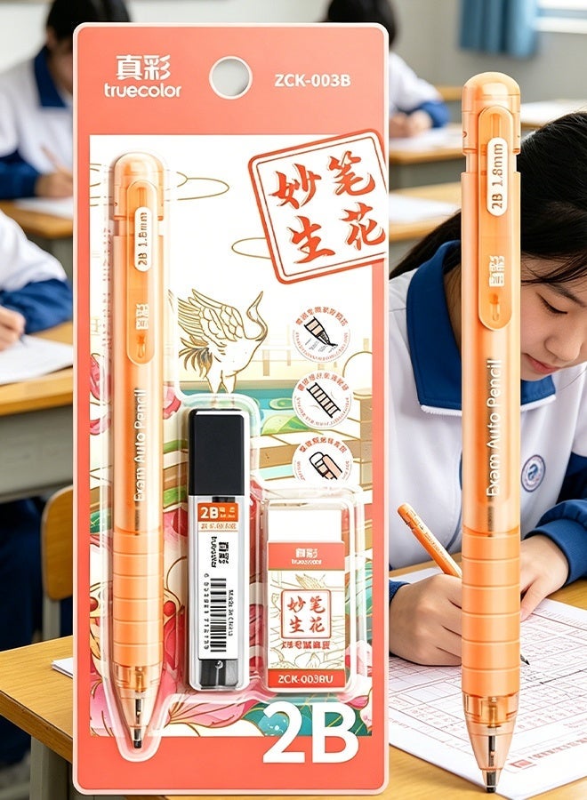 True Color Two set of pencils Mechanical Pencils 1.8 mm Simple，2 Pencil, 2 Box of Replacement Leads, 2 Eraser ,Transparent Mechanical Pencil Set with Leads Kawaii Clear Automatic Pencil for Student Writing Painting - Image 3