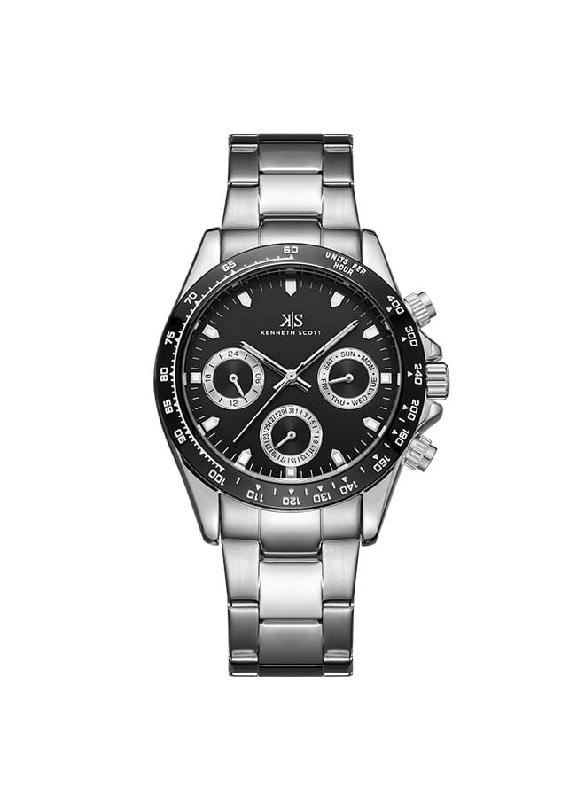 KENNETH SCOTT - Men's Chronograph Tonneau Shape Stainless Steel Wrist Watch K22142-SBSB - 38.5 Mm - Image 1