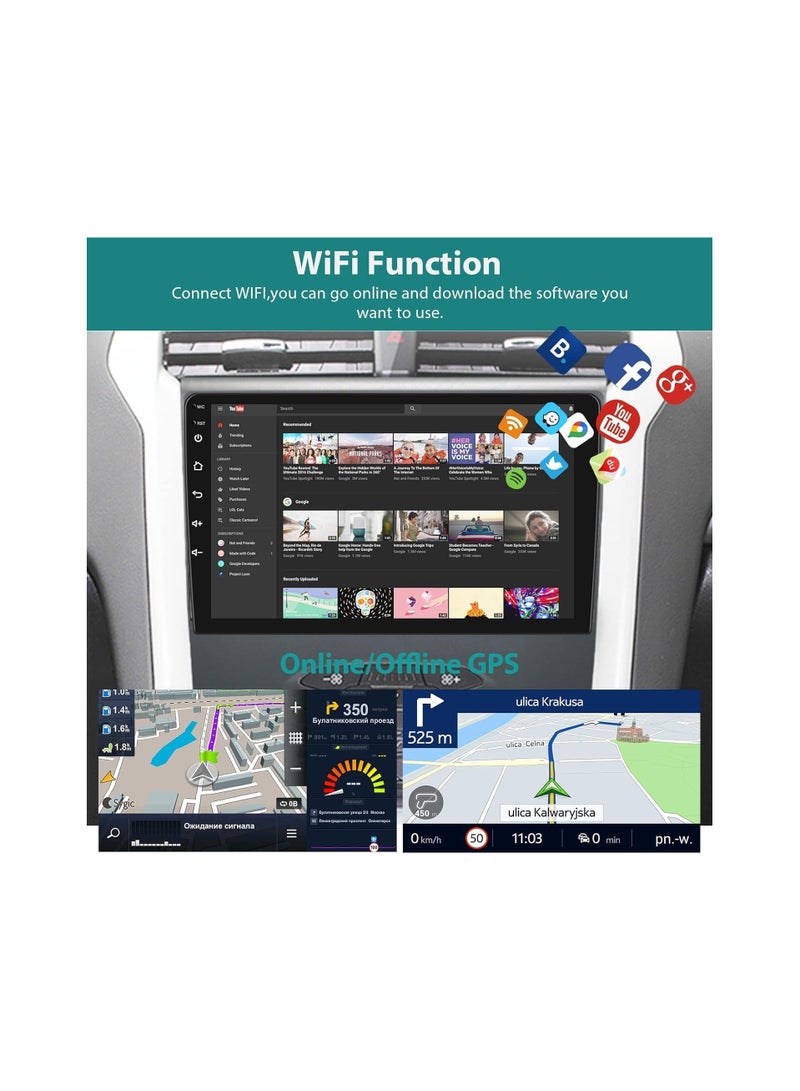 SHEZA STAR ستيريو سيارة اندرويد لفورد فيوجن مونديو 2013 الى 2019 2 جيجا رام 32 جيجا روم ميرور لينك واي فاي بي تي وراديو جي بي اس للملاحة وشاشة لمس اي بي اس 9 انش مع كاميرا احتياطية - Image 4