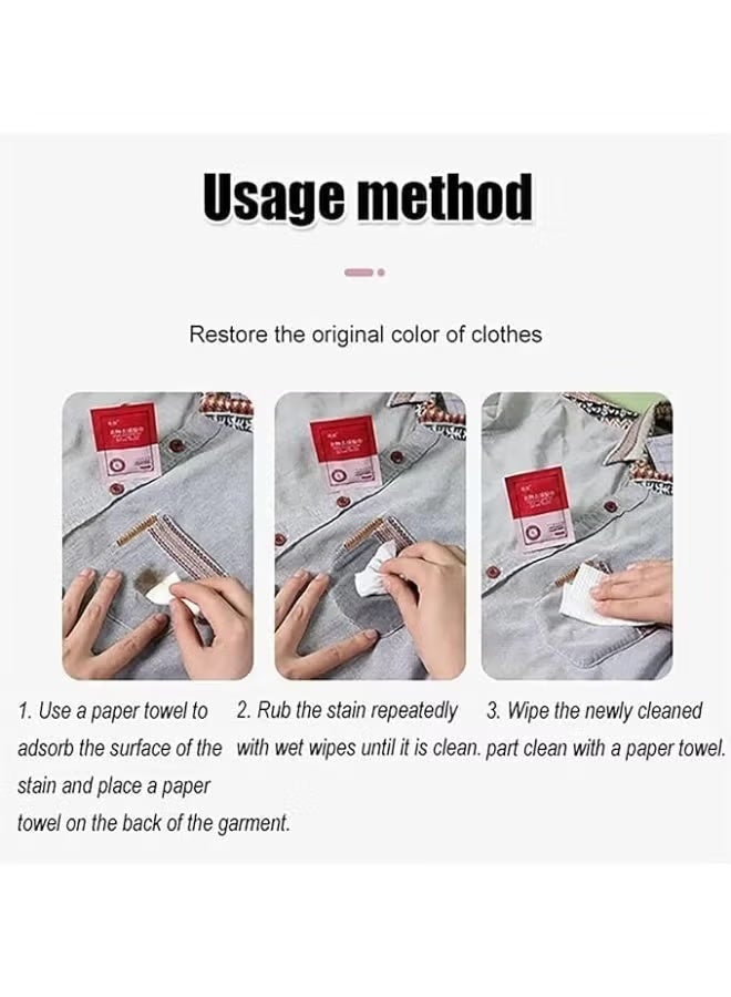 مناديل مبللة لازالة بقع الملابس و الاحذيه ، مناديل مبللة لازالة البقع عن الغسيل، مناديل مبللة محمولة لازالة البقع في حالات الطوارئ 20 قطعة داخل العبوة - Image 3