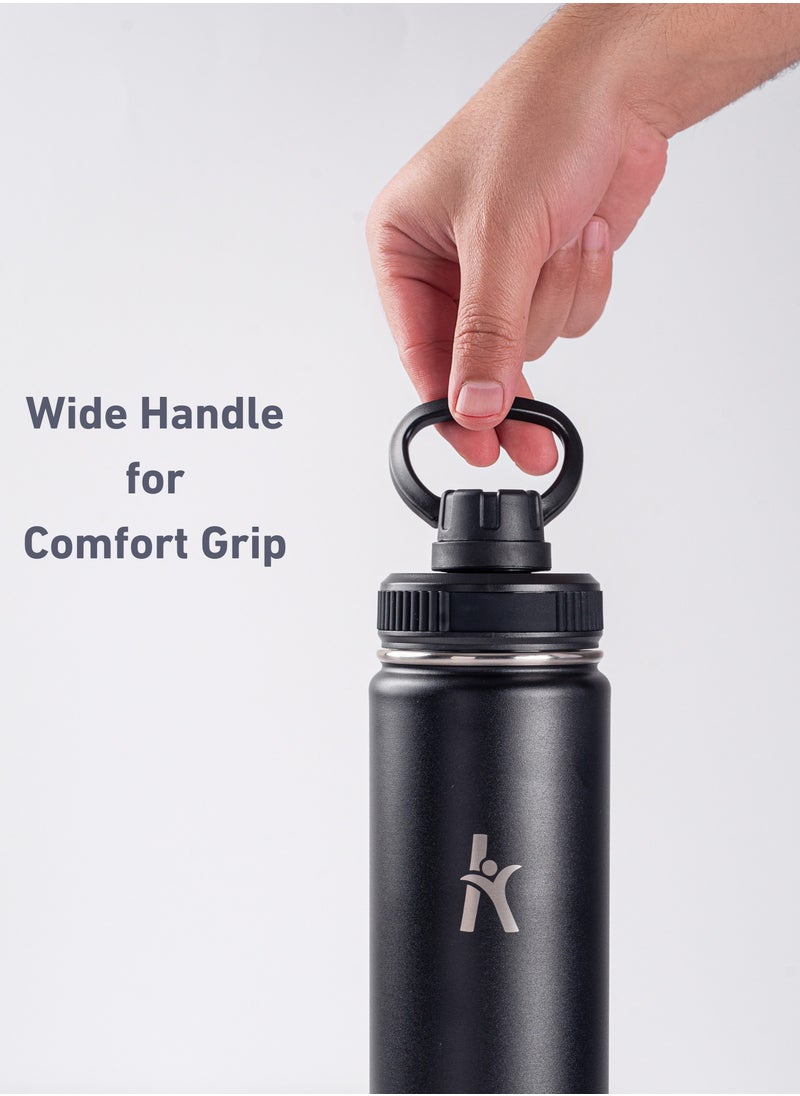 KRYMSO KRYMSO, 750ml Stainless Steel Water Bottle, Double Wall Insulated Water Bottle, Leak Proof, BPA Free, Silicone Boot, Thermos Bottle, Cold Hot Bottle for Kids, School, Gym  - Image 2