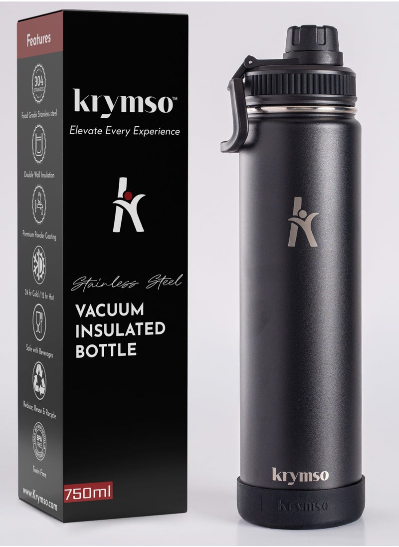 KRYMSO KRYMSO, 750ml Stainless Steel Water Bottle, Double Wall Insulated Water Bottle, Leak Proof, BPA Free, Silicone Boot, Thermos Bottle, Cold Hot Bottle for Kids, School, Gym  - Image 5