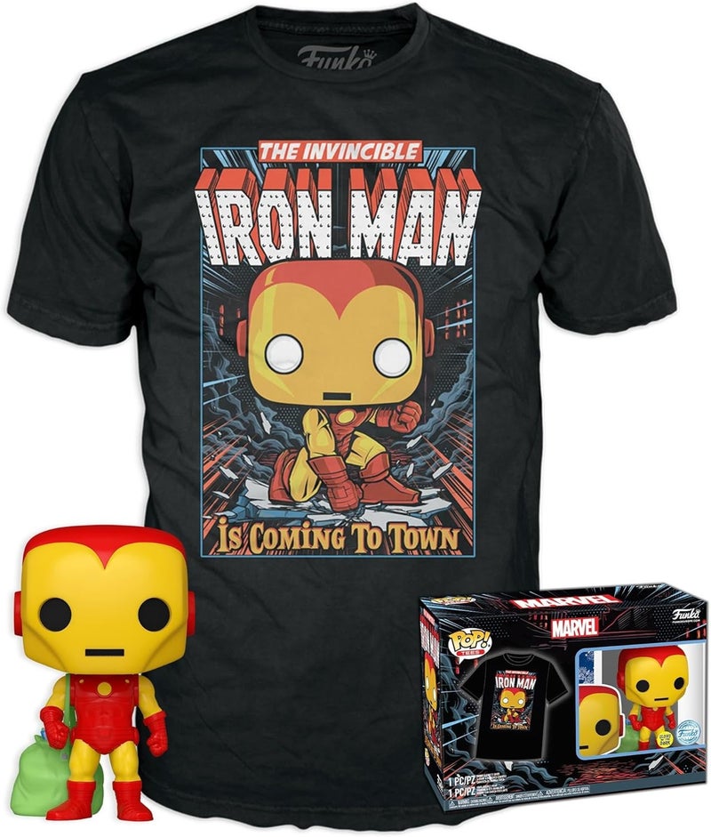 Funko Funko Pop Collectible Toy Figure  Iron Man  Marvel Comics  TShirt  Clothes with Collectable Vinyl Figure  Gift Idea  Toys and Short Sleeve Top for Adults Unisex Men  - Image 1