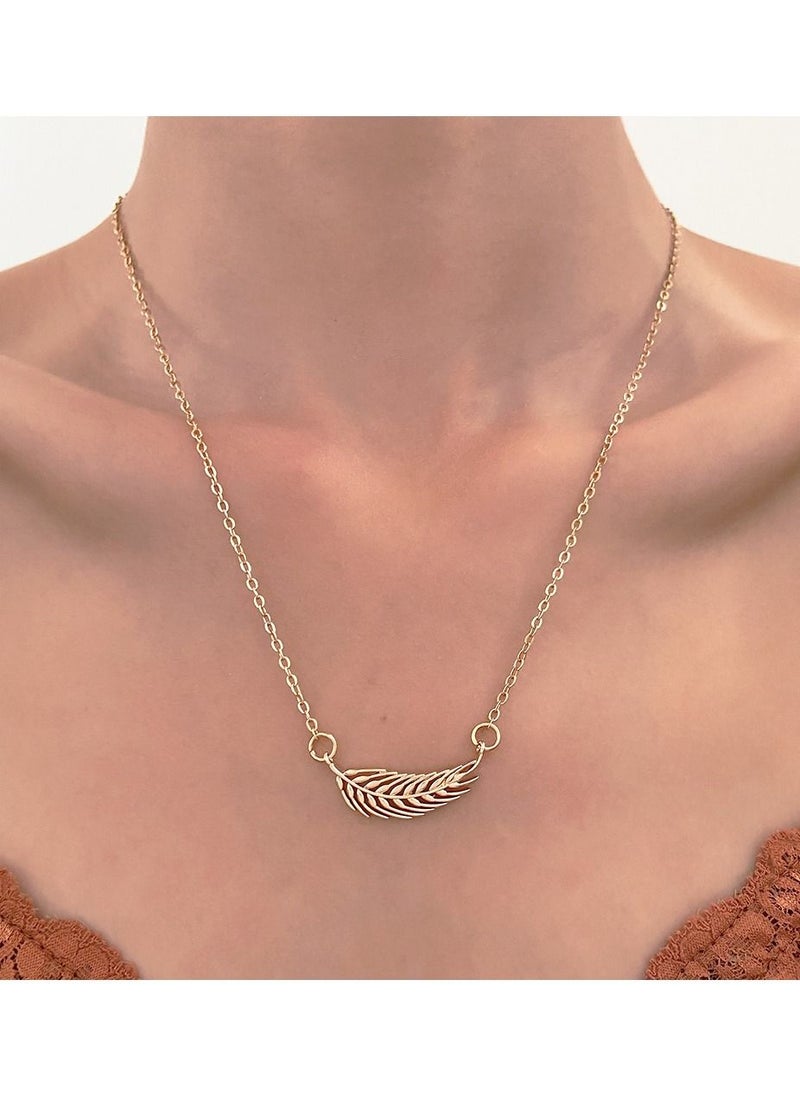 Satinior - Wheat leaf element titanium steel necklace - Image 1