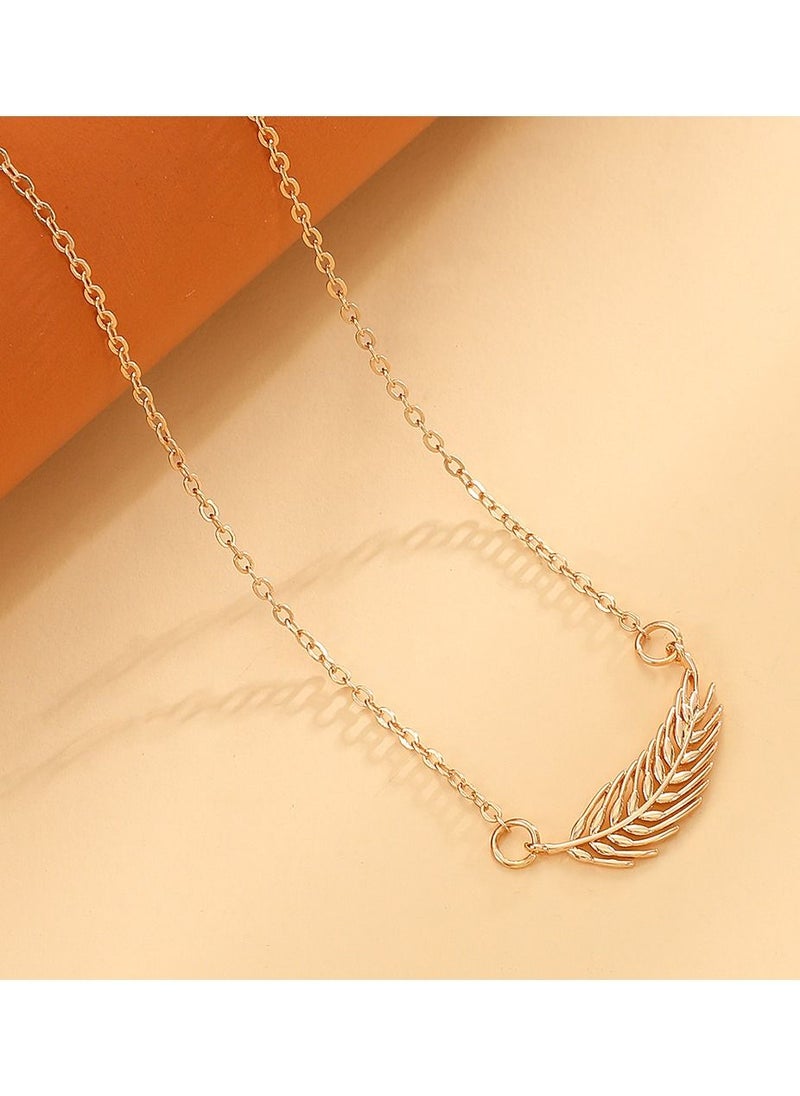 Satinior - Wheat leaf element titanium steel necklace - Image 1