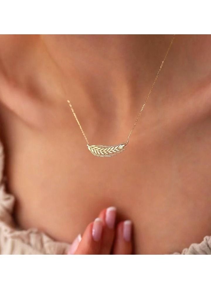 Satinior - Wheat leaf element titanium steel necklace - Image 1