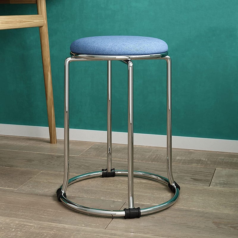 INDIAN DECOR INDIAN DECOR 45223 Stacking ChairsStools Home Stainless Steel Dining Stool Round Stool Living Room Metal Sofa Stool Shoe Changing Stool Makeup Stool 45CM Pack of 1Blue - Image 4