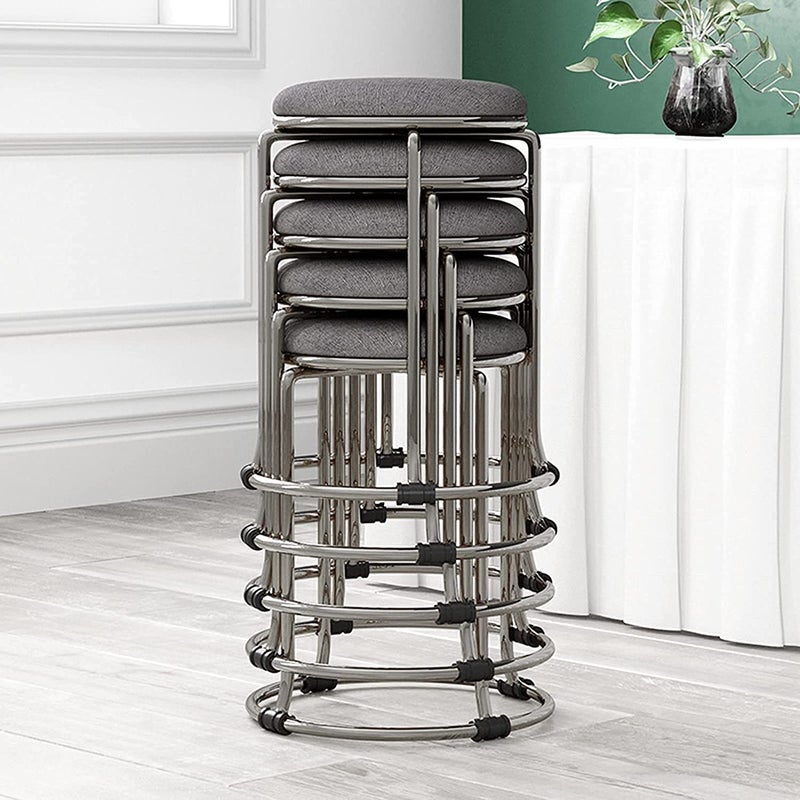 INDIAN DECOR INDIAN DECOR 45223 Stacking ChairsStools Home Stainless Steel Dining Stool Round Stool Living Room Metal Sofa Stool Shoe Changing Stool Makeup Stool 45CM Pack of 1Blue - Image 5