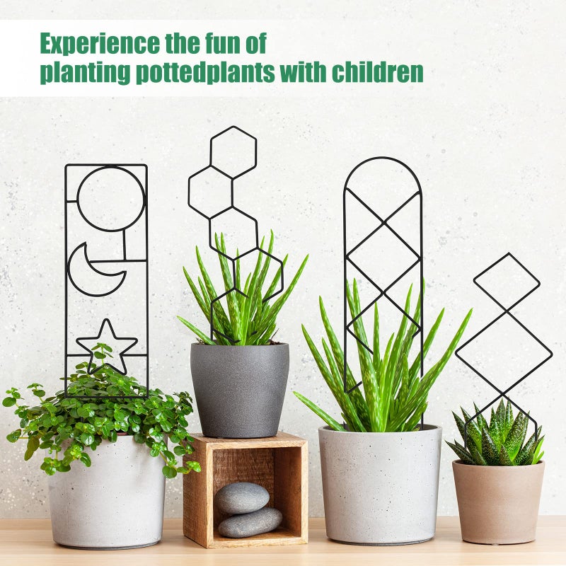 Wellsign Plant Trellis for Climbing Plants Indoor, 15.94Inch Small Garden Metal Houseplant Trellis for Potted Plants Outdoor with 4 Patterns for Vine Ivy Flower Plant Support Lover Gifts Lattice - Image 4