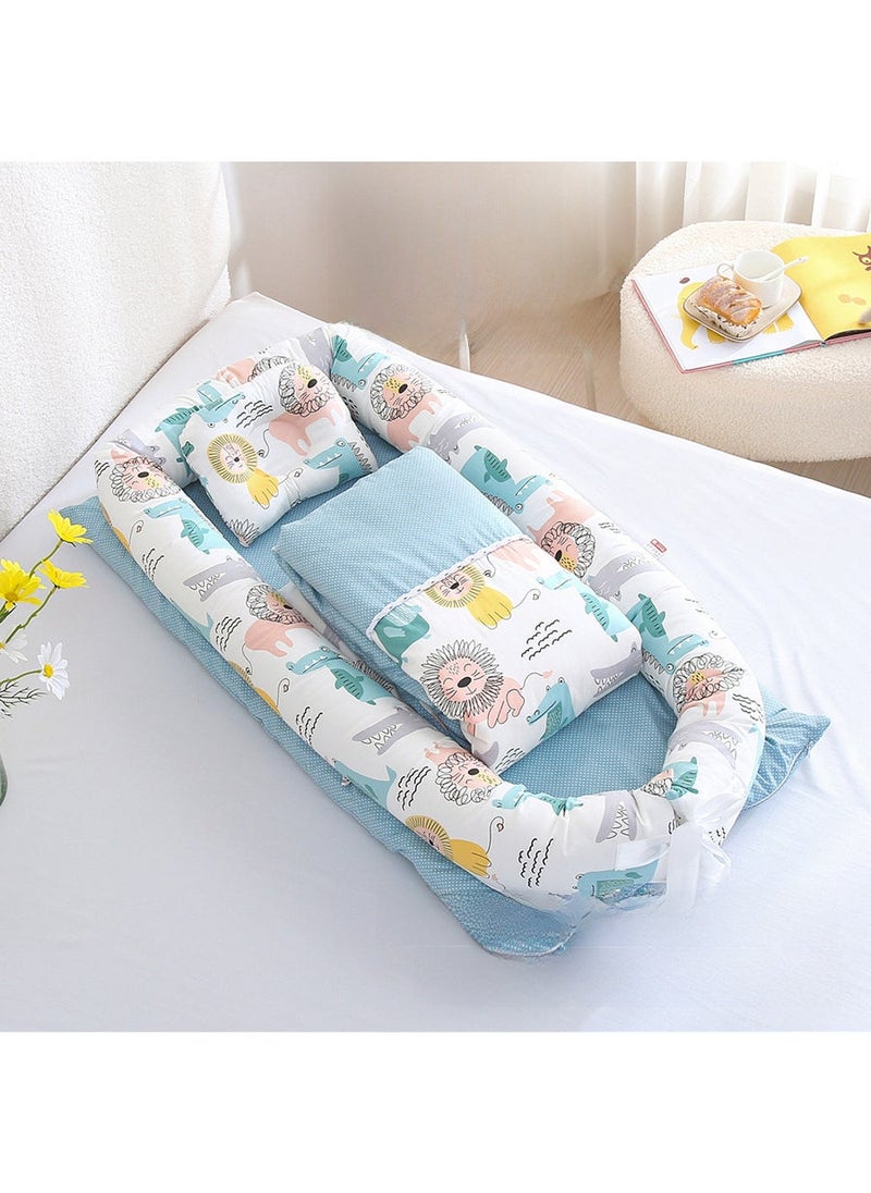 1 x 5 pcs Portable Baby Nest with Detachable Washable Cover Lion Crocodile (unwashing Belt) 