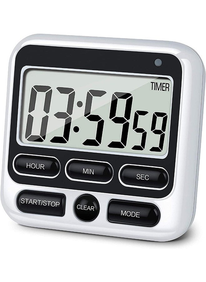 Garlo Digital Kitchen Timer with ,Mute/Loud Alarm Switch ON/Off Switch, 12 Hour Clock & Alarm, Memory Function Count Up & Count Down for Kids Teachers Cooking, Large LCD Display, Strong Magnet  - Image 1