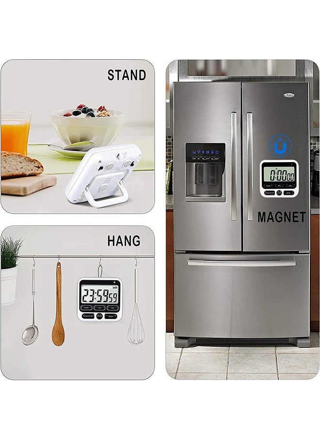 Garlo Digital Kitchen Timer with ,Mute/Loud Alarm Switch ON/Off Switch, 12 Hour Clock & Alarm, Memory Function Count Up & Count Down for Kids Teachers Cooking, Large LCD Display, Strong Magnet  - Image 5