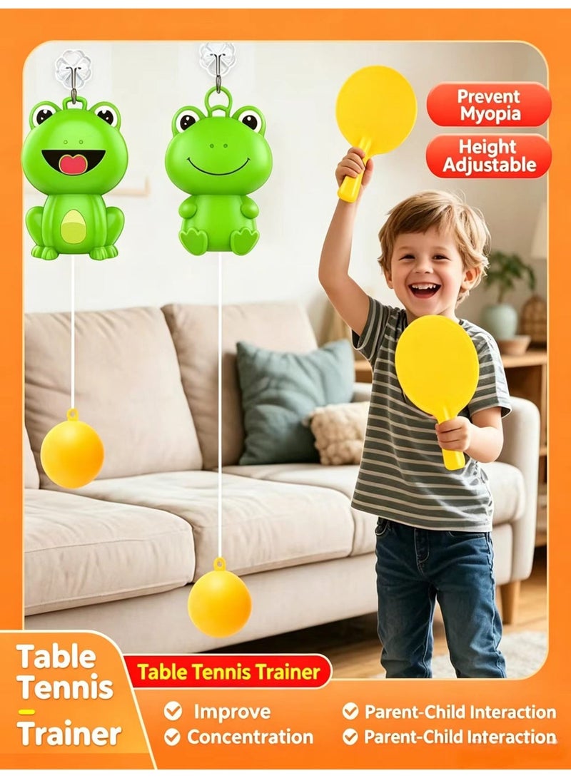 Kids Cartoon Hanging Table Tennis Trainer, Adjustable 135cm Rope, Indoor Ping Pong Game with 2 Rackets & 3 Balls, No Drill Install Anywhere - Image 2