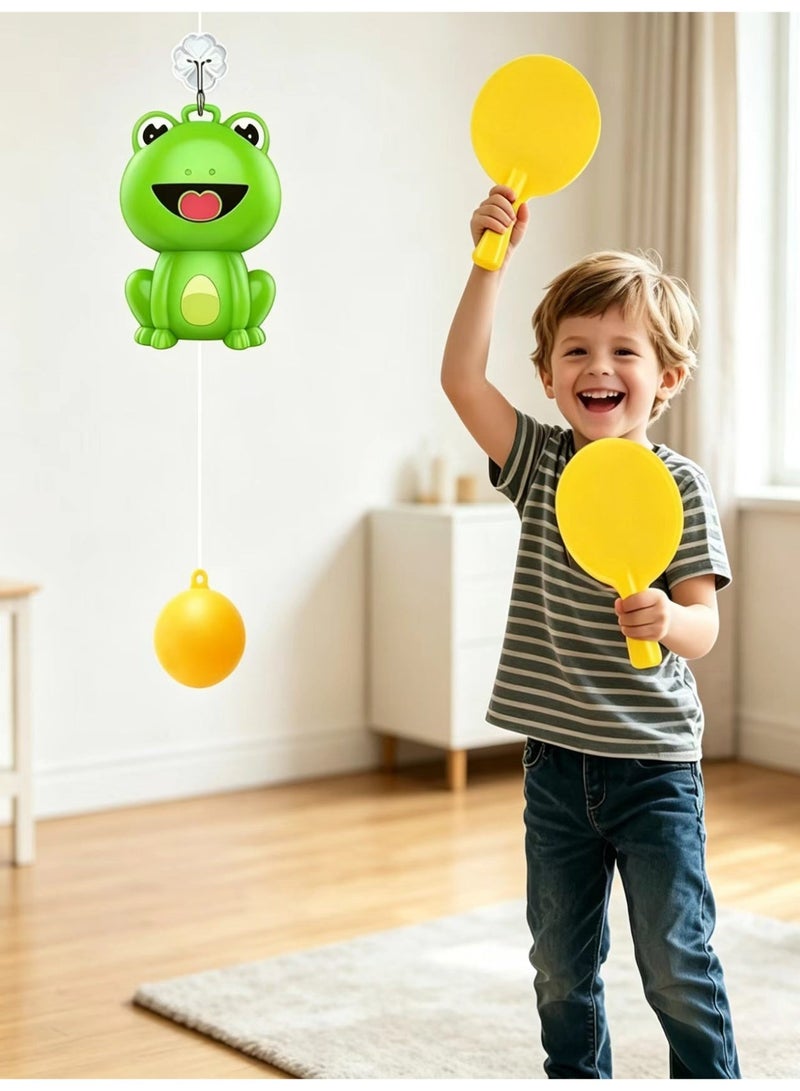 Kids Cartoon Hanging Table Tennis Trainer, Adjustable 135cm Rope, Indoor Ping Pong Game with 2 Rackets & 3 Balls, No Drill Install Anywhere - Image 3