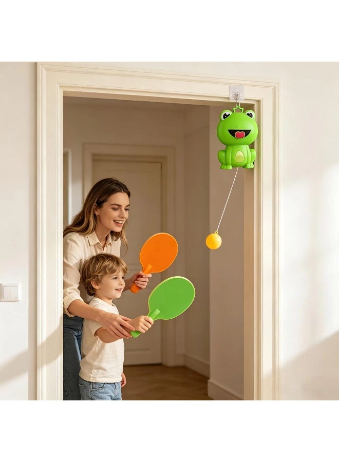 Kids Cartoon Hanging Table Tennis Trainer, Adjustable 135cm Rope, Indoor Ping Pong Game with 2 Rackets & 3 Balls, No Drill Install Anywhere - Image 4