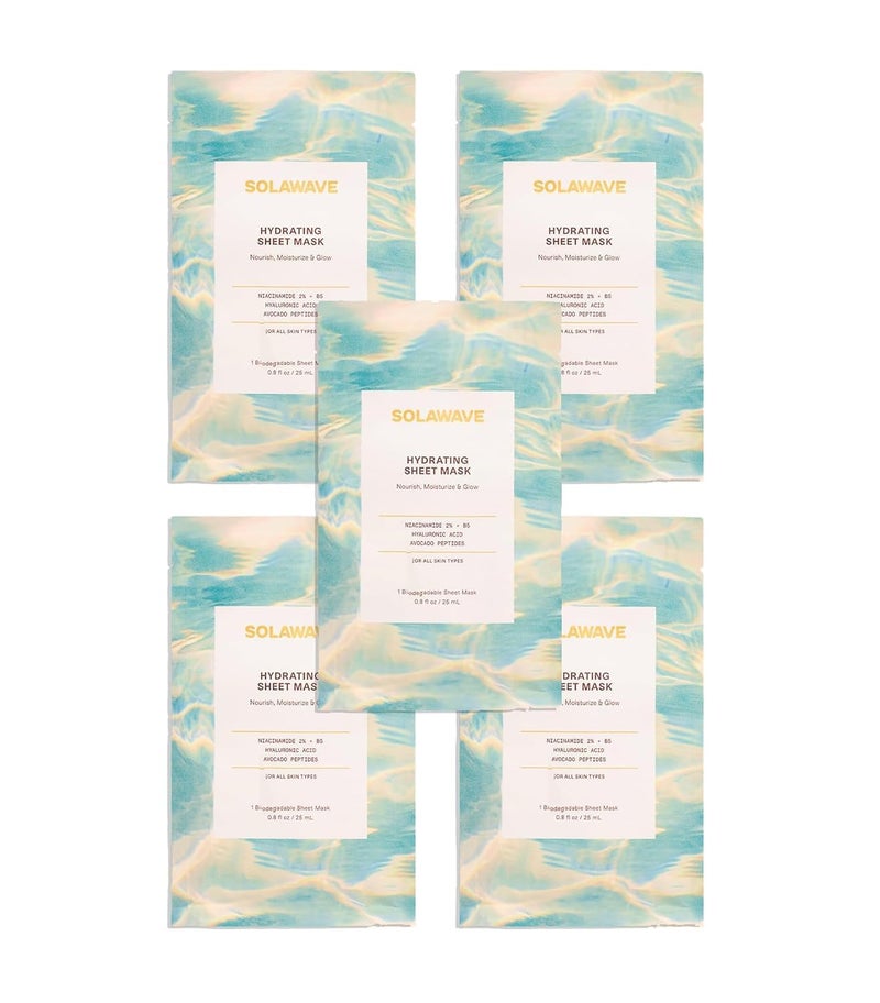 SolaWave Hydrating Sheet Mask, Anti Aging Face Mask with Niacinamide, Hydrating Face Mask with Hyaluronic Acid, Moisturizing Face Masks