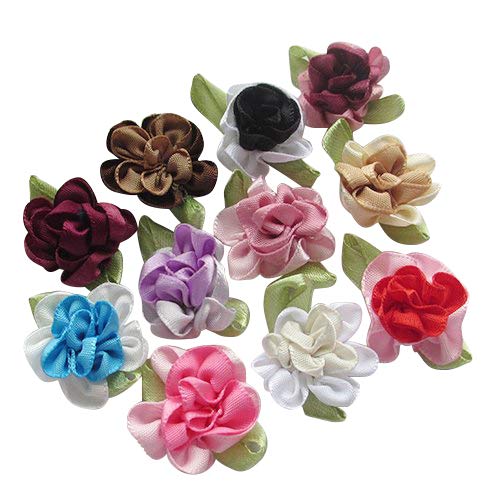Chenkou Craft 2tone Satin Ribbon Flowers Bows Appliques DIY Craft Wedding Decoration 40pcs - Image 1