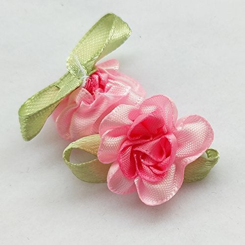 Chenkou Craft 2tone Satin Ribbon Flowers Bows Appliques DIY Craft Wedding Decoration 40pcs - Image 2