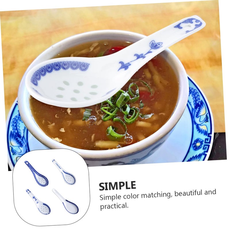 4Pcs Chinese Porcelain Soup Spoons Retro Ceramic Tableware Lightweight Dessert Utensils - Image 5