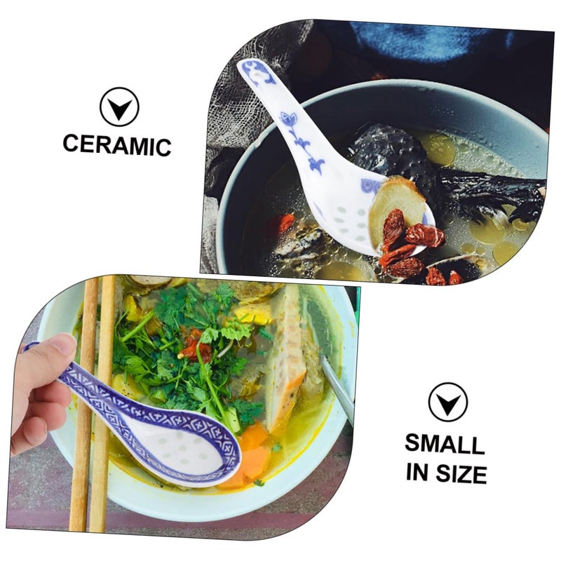 4Pcs Chinese Porcelain Soup Spoons Retro Ceramic Tableware Lightweight Dessert Utensils - Image 4