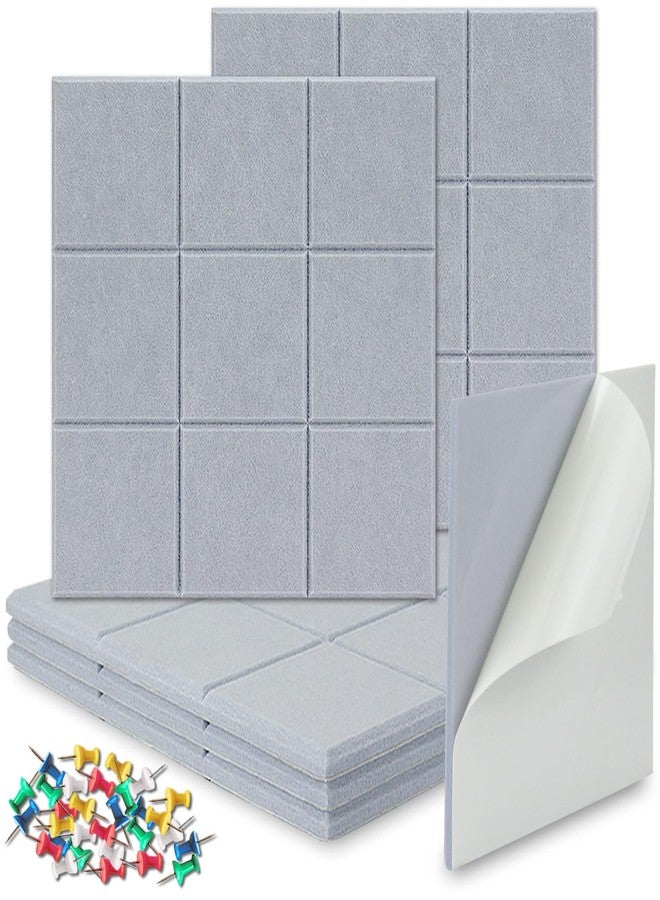 BXI Felt Bulletin Board - 12 X 12 X 0.4 Inches 6 Pcs Self-Adhesive Poster Cork Board with 30 Push Pins, Thick Pin Tiles Display Vision Board, Photo Picture Panels for Home Office Classroom Walls - Image 1