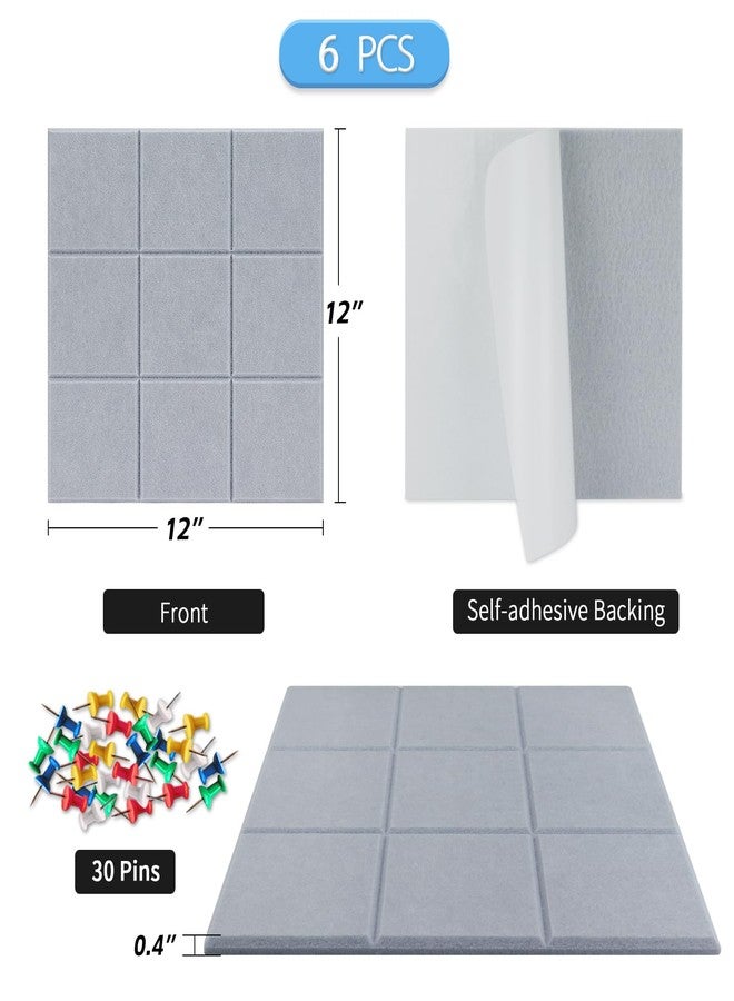 BXI Felt Bulletin Board - 12 X 12 X 0.4 Inches 6 Pcs Self-Adhesive Poster Cork Board with 30 Push Pins, Thick Pin Tiles Display Vision Board, Photo Picture Panels for Home Office Classroom Walls - Image 2