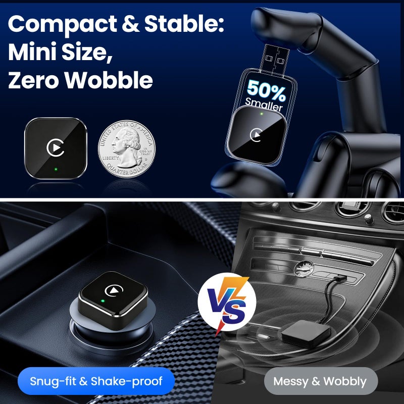YFDUNV Wireless CarPlay Adapter2026 Upgraded â€“ Suitable for Apple iPhone & Android, with Compact Size, Plug-and-Play Convenience, and Fast, Stable Connection for CarPlay & Android Applications - Image 3