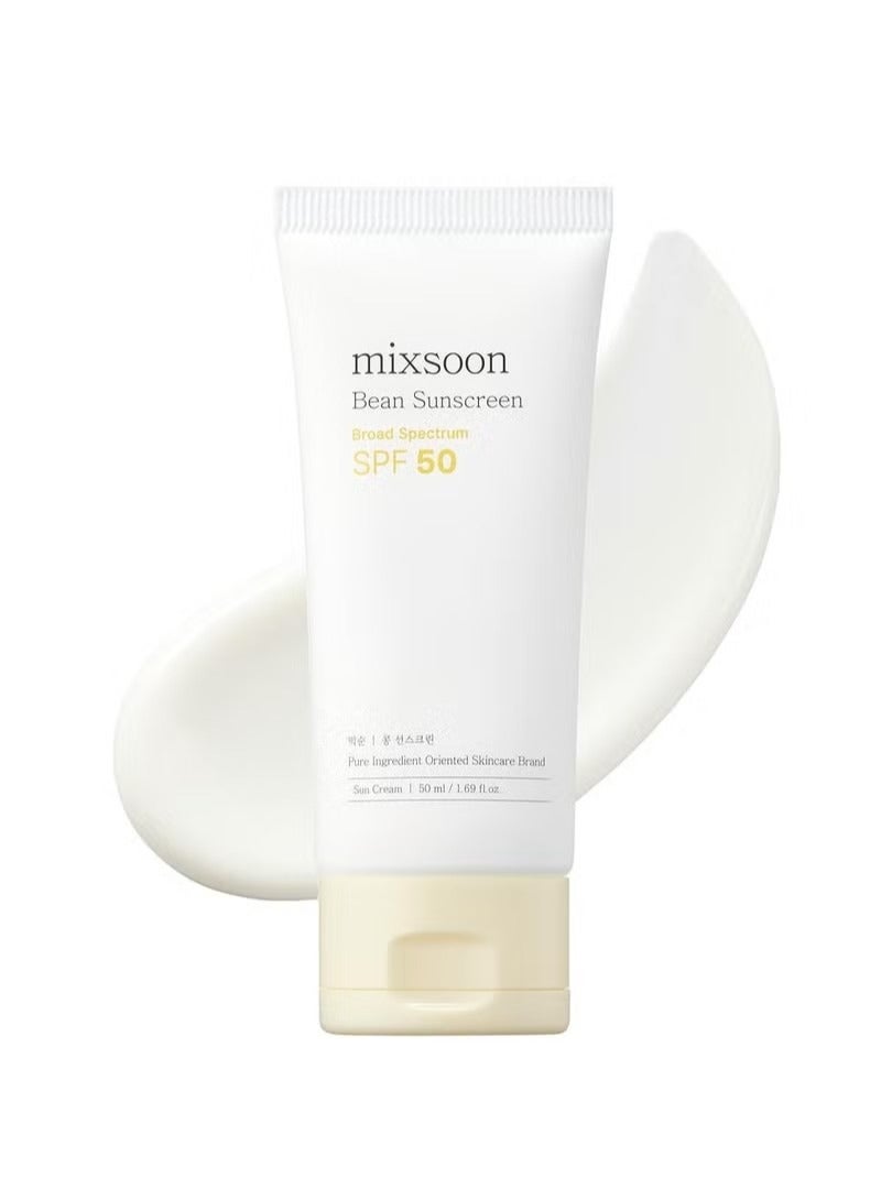 mixsoon Bean Sunscreen 1.69 Fl. Oz. / 50ml SPF 50 Airy Texture Type Lightweight No White Cast For Face Korean Glass Skin Care - Image 1