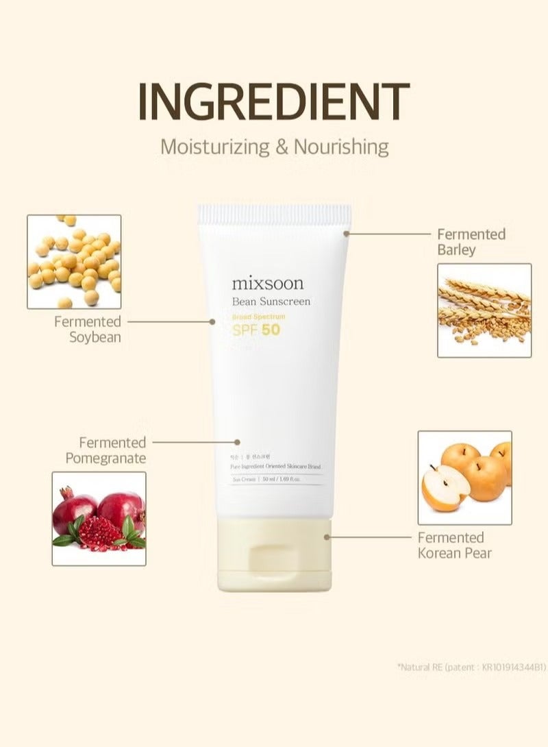mixsoon Bean Sunscreen 1.69 Fl. Oz. / 50ml SPF 50 Airy Texture Type Lightweight No White Cast For Face Korean Glass Skin Care - Image 5