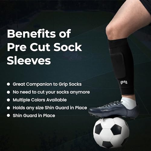 MediCaptain Pre Cut Soccer Sock Sleeves, Companion for Soccer Grip Socks, Securely Holds Shin Guards, Compression Leg Warmer (Sky Blue, One Size) - Image 4