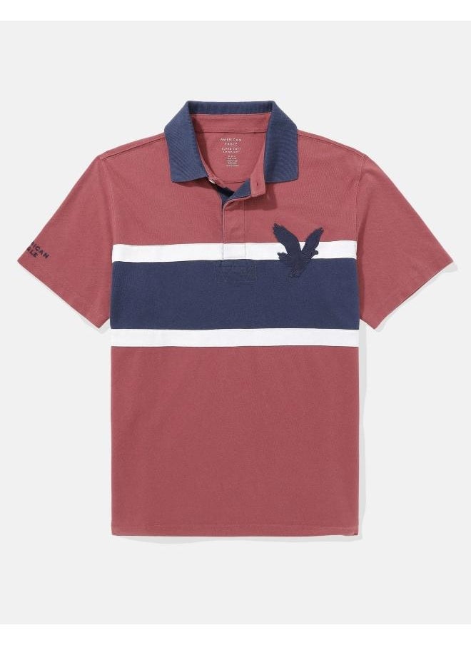 American Eagle Colorblock Logo Flex Pique Polo Shirt  - Image 3