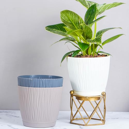 Nurturing Green® Set of 3 Self Watering Pots for Home, Decor & Garden | Flower Pots, Planters for Indoor Plants | Plastic Pots for Living Room (Color: Assorted, Size: 14cm x 12.5cm Each) - Image 1