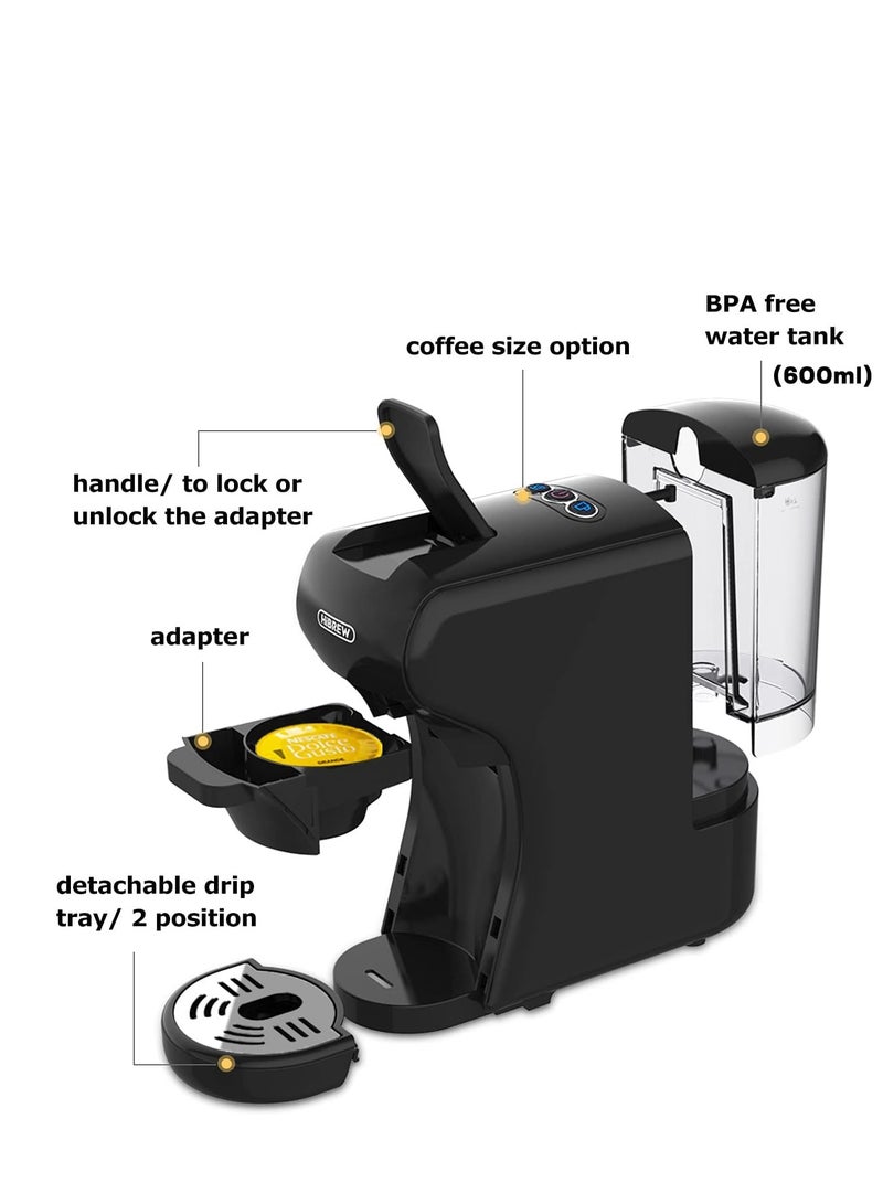 هيبرو HIBREW H1A - آلة صنع القهوة متعددة 4 في 1 كبسولة اسبريسو كافتيرا 19 بار 1450 واط 600 مل لمسحوق القهوة الكبسولة NES * DG * (أسود) - Image 2