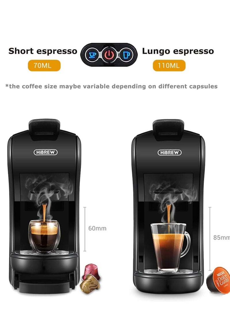 هيبرو HIBREW H1A - آلة صنع القهوة متعددة 4 في 1 كبسولة اسبريسو كافتيرا 19 بار 1450 واط 600 مل لمسحوق القهوة الكبسولة NES * DG * (أسود) - Image 5