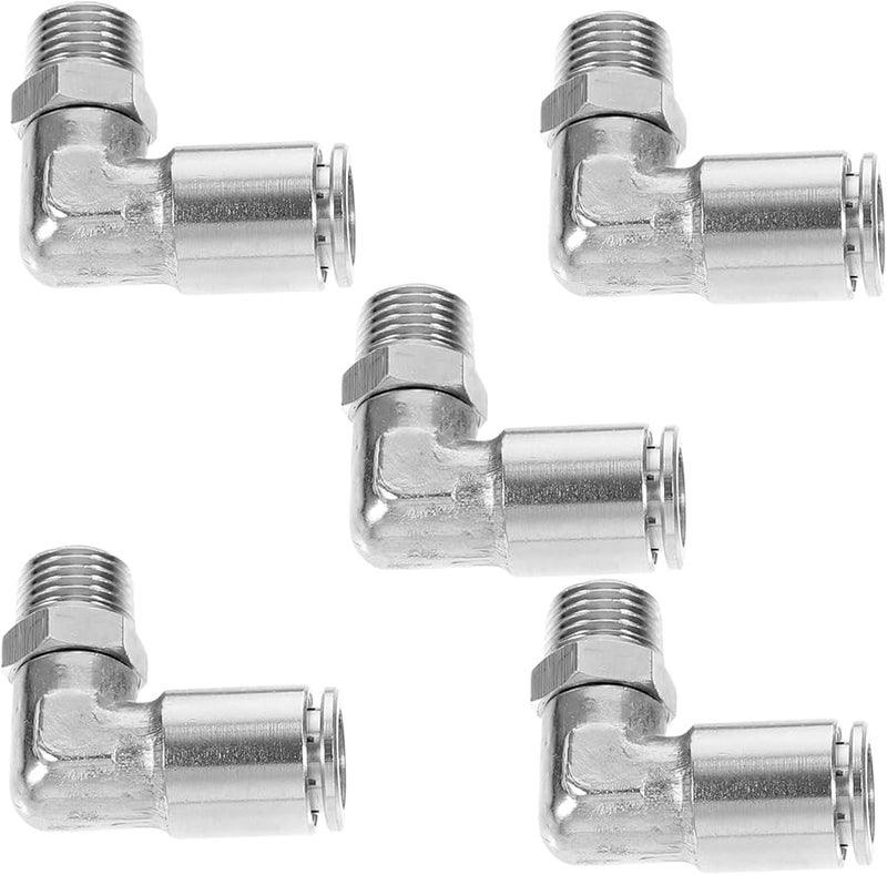 Heallily 5pcs Pneumatic Elbow Fittings Plated Brass Connectors For Air Pipe Systems - Image 2