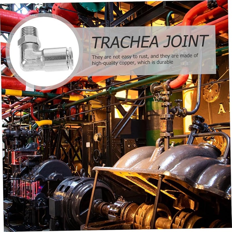 Heallily 5pcs Pneumatic Elbow Fittings Plated Brass Connectors For Air Pipe Systems - Image 3