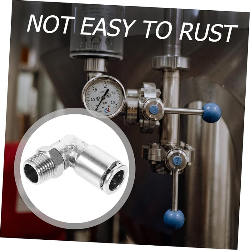 Heallily 5pcs Pneumatic Elbow Fittings Plated Brass Connectors For Air Pipe Systems - Image 5